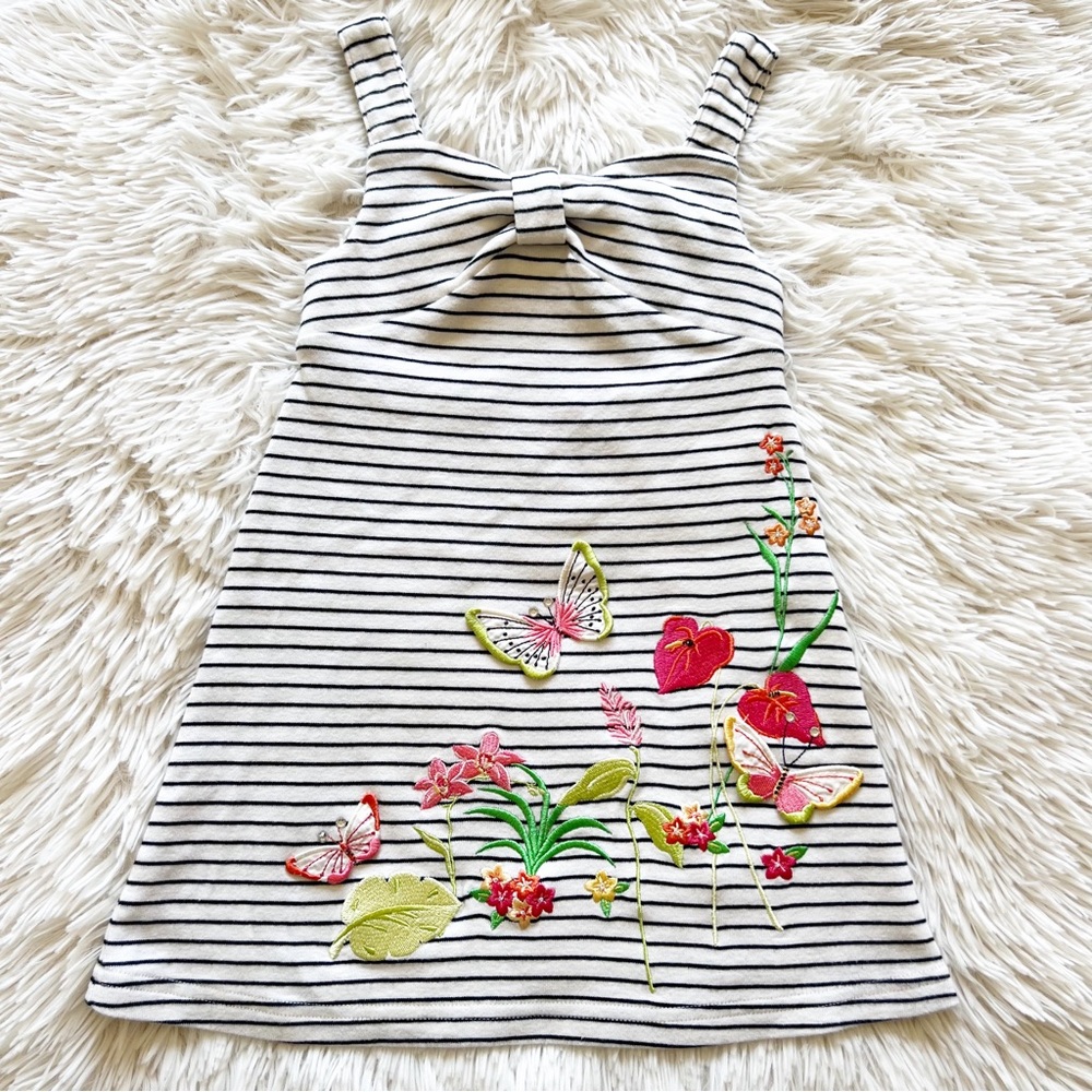 Vtg Gymboree Tropical Paradise Girl Striped Butterfly Knit Dress Size 3.